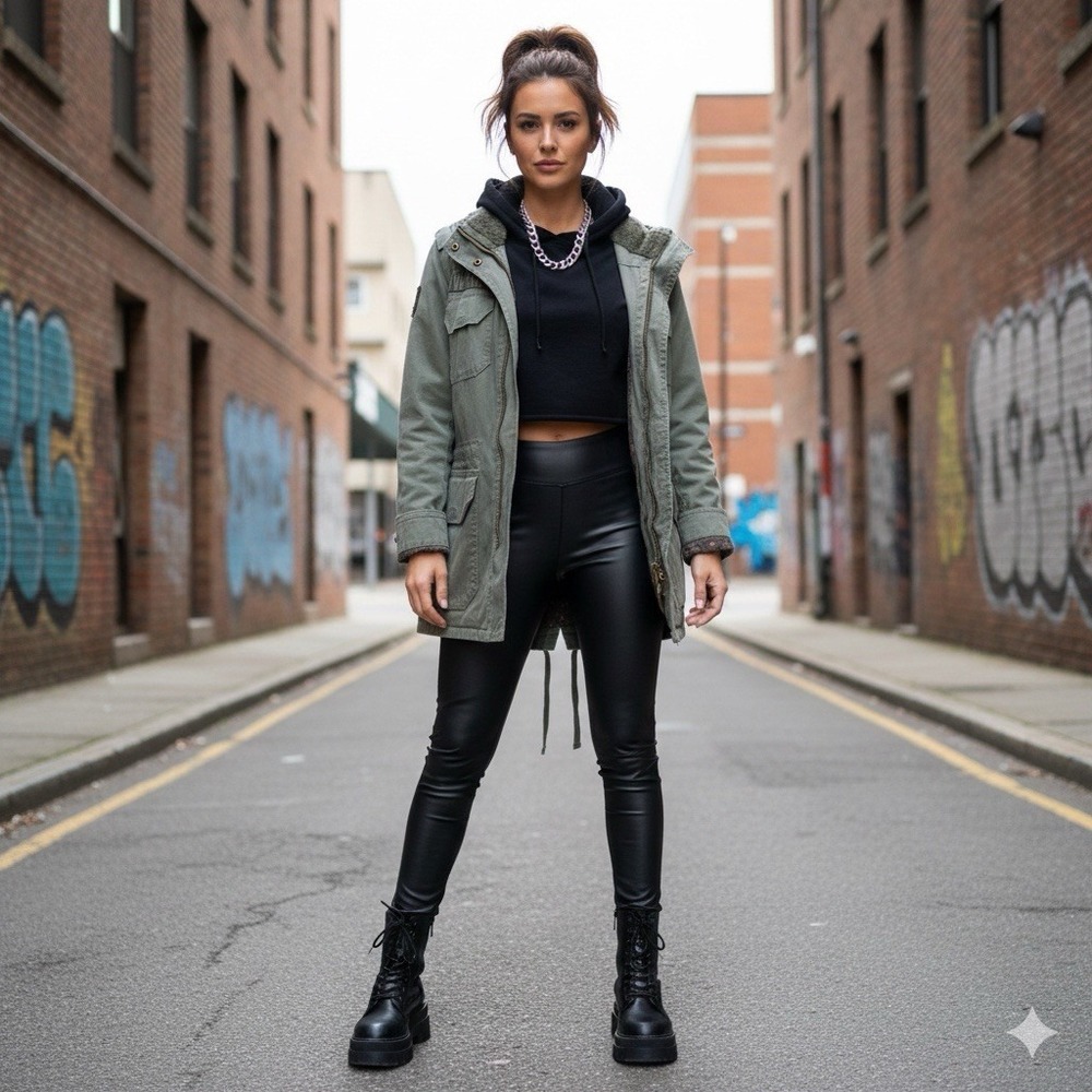 eXTe Army Field Jacket Womens 3XL Olive Utility Military Cargo Safari Coat